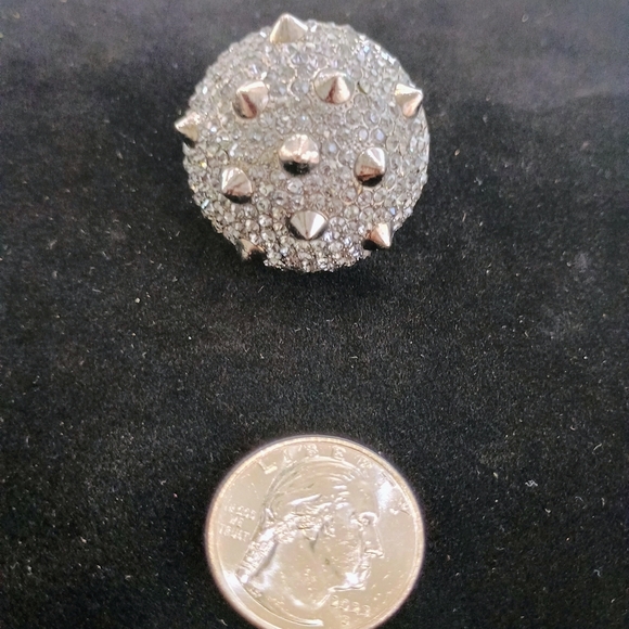 Silver Studded Adjustable Ring - Picture 1 of 3